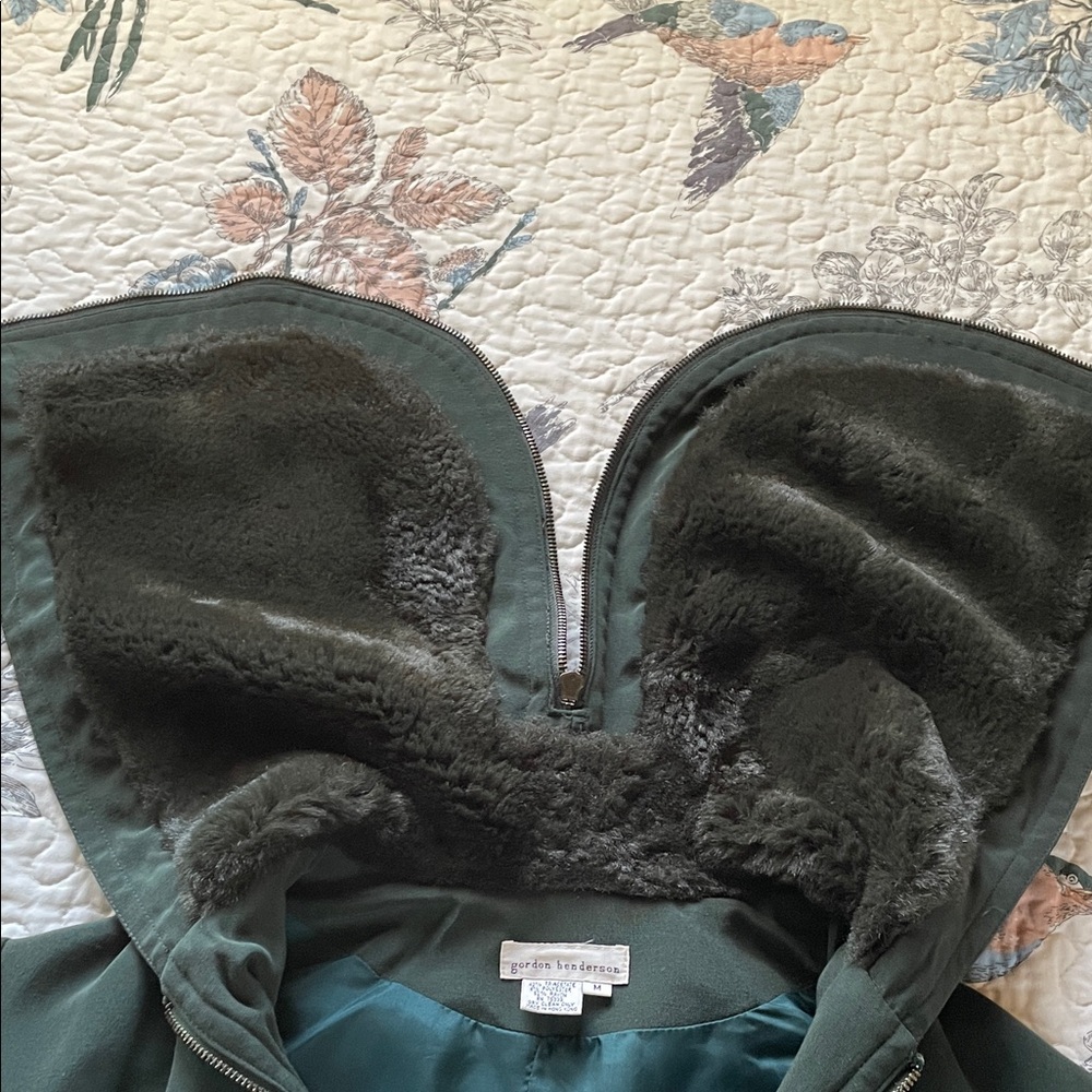 VTG Gordon Henderson Dark Green Cropped Hooded Jacket with Fur Accents - Picture 5 of 9